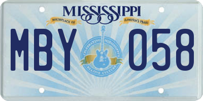 MS license plate MBY058