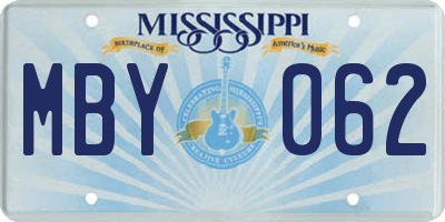 MS license plate MBY062
