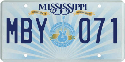 MS license plate MBY071