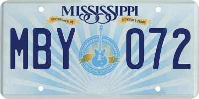 MS license plate MBY072