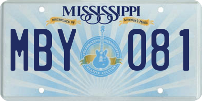 MS license plate MBY081