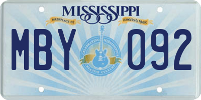 MS license plate MBY092
