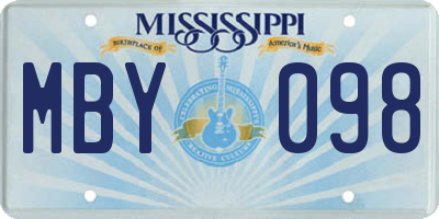 MS license plate MBY098