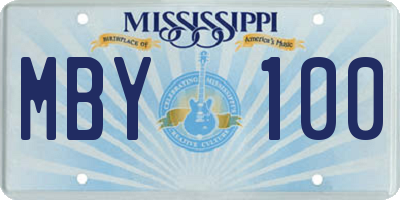 MS license plate MBY100