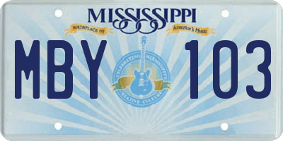 MS license plate MBY103