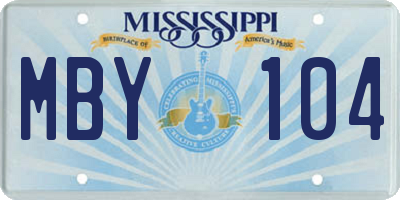 MS license plate MBY104