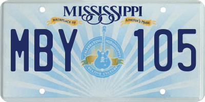 MS license plate MBY105