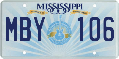 MS license plate MBY106