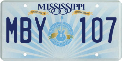 MS license plate MBY107