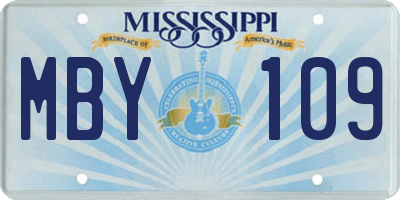 MS license plate MBY109