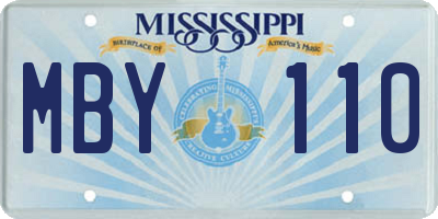 MS license plate MBY110