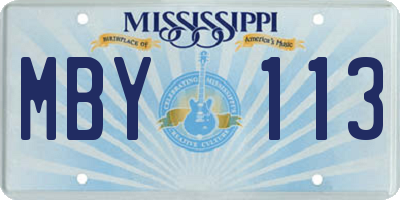 MS license plate MBY113