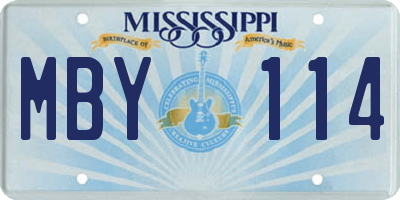 MS license plate MBY114