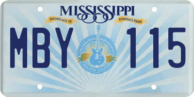 MS license plate MBY115