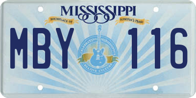 MS license plate MBY116