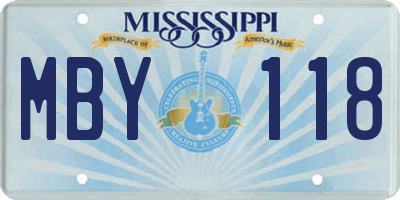 MS license plate MBY118