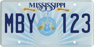 MS license plate MBY123