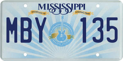 MS license plate MBY135