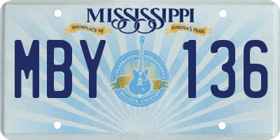 MS license plate MBY136