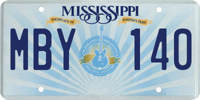 MS license plate MBY140