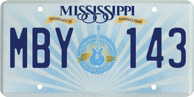 MS license plate MBY143
