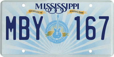 MS license plate MBY167