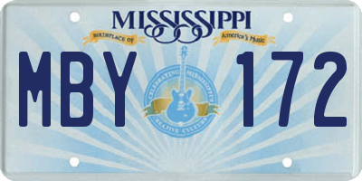 MS license plate MBY172