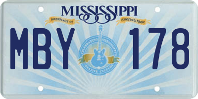 MS license plate MBY178
