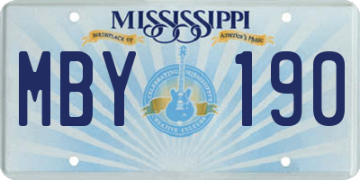 MS license plate MBY190