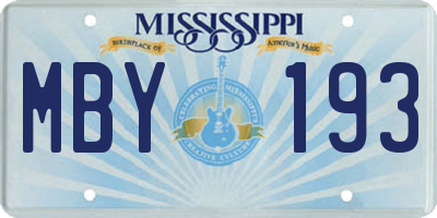 MS license plate MBY193