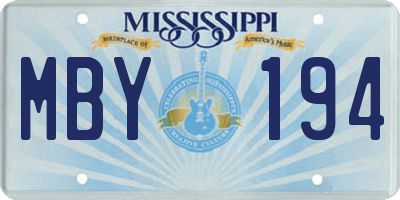 MS license plate MBY194