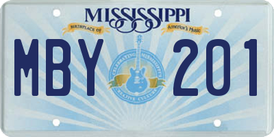 MS license plate MBY201