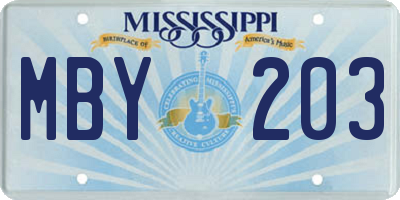 MS license plate MBY203