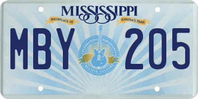 MS license plate MBY205