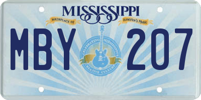 MS license plate MBY207