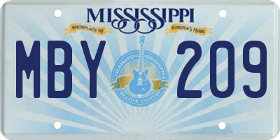 MS license plate MBY209