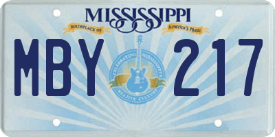 MS license plate MBY217
