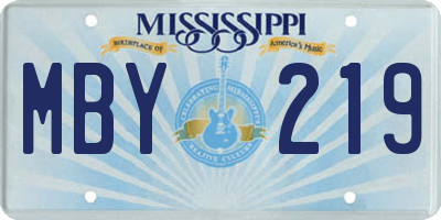 MS license plate MBY219