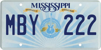 MS license plate MBY222