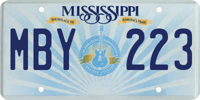MS license plate MBY223