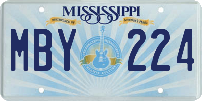 MS license plate MBY224
