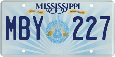 MS license plate MBY227