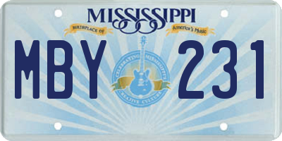 MS license plate MBY231