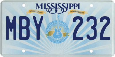MS license plate MBY232