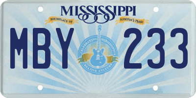 MS license plate MBY233