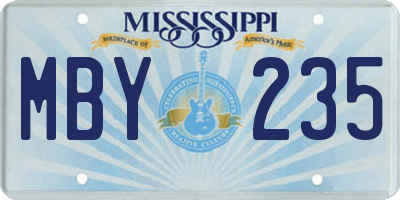 MS license plate MBY235