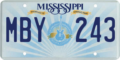 MS license plate MBY243