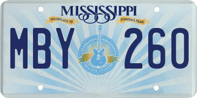 MS license plate MBY260