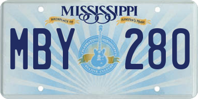MS license plate MBY280