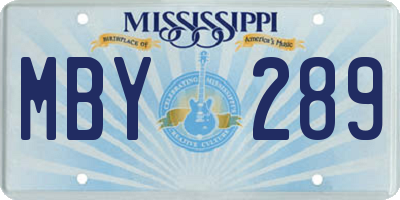 MS license plate MBY289